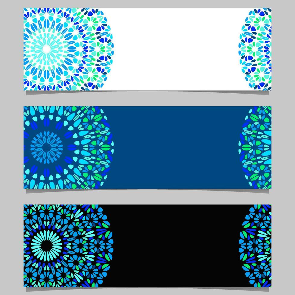 horizontal Kies Mandala Banner Hintergrund einstellen - - abstrakt Blau Vektor Grafik Elemente mit geometrisch Mandalas