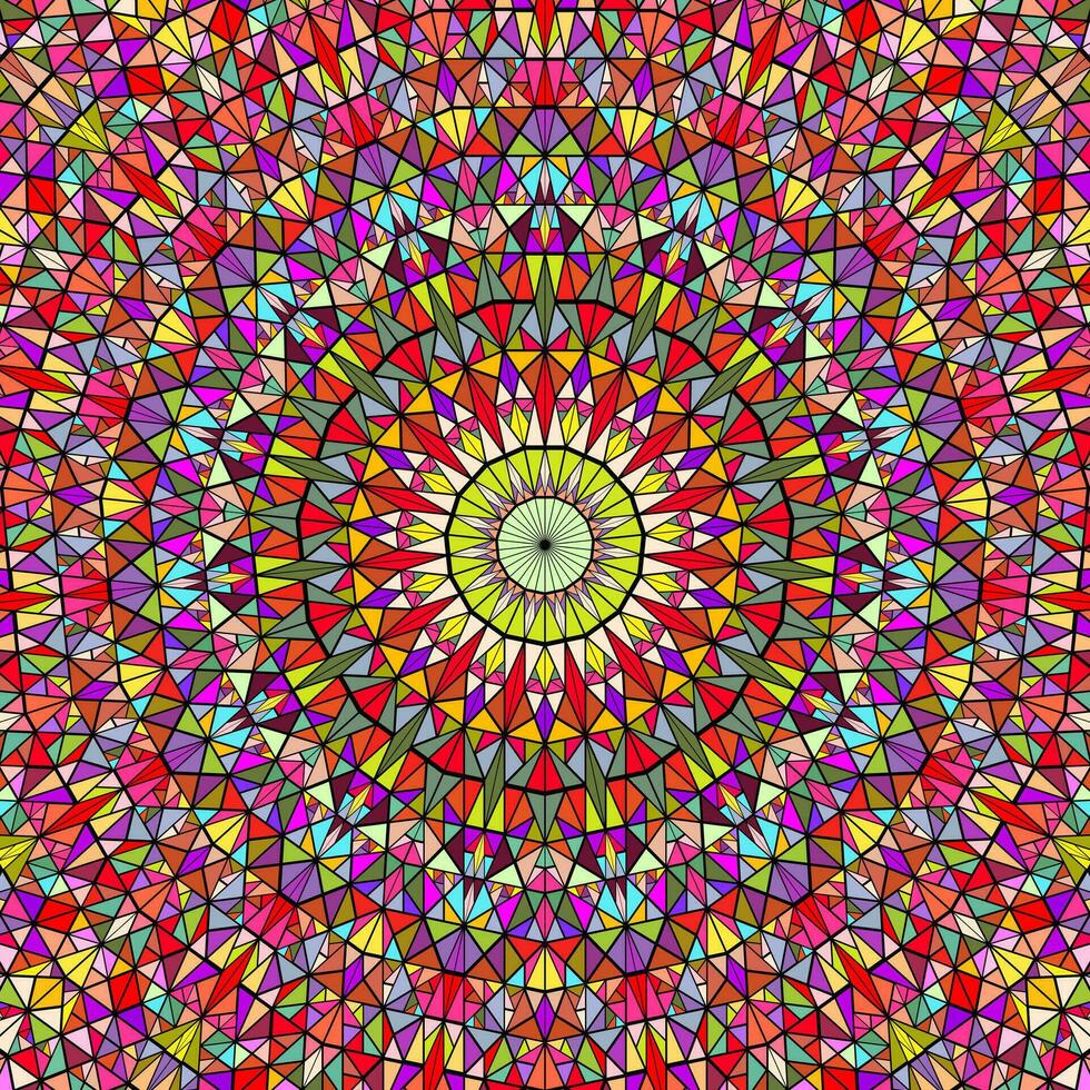 polygonal cirkulär kaklade mönster mosaik- bakgrund design - psychedelic vektor grafisk från triangel plattor