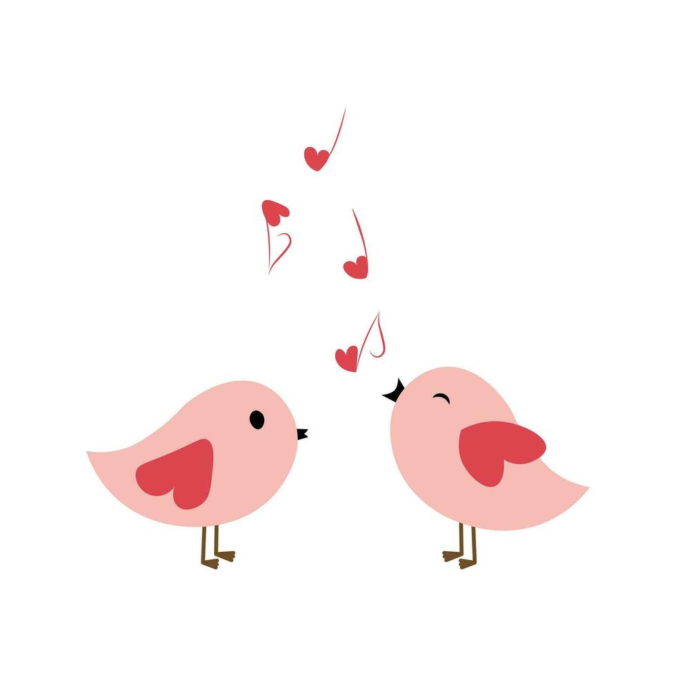 süß Paar Vogel eben Vektor Illustration isoliert auf Weiß Hintergrund. Element zum Valentinstag Tag Konzept. Kritzeleien Clip Kunst im Karikatur Stil. glücklich Valentinstag Tag.