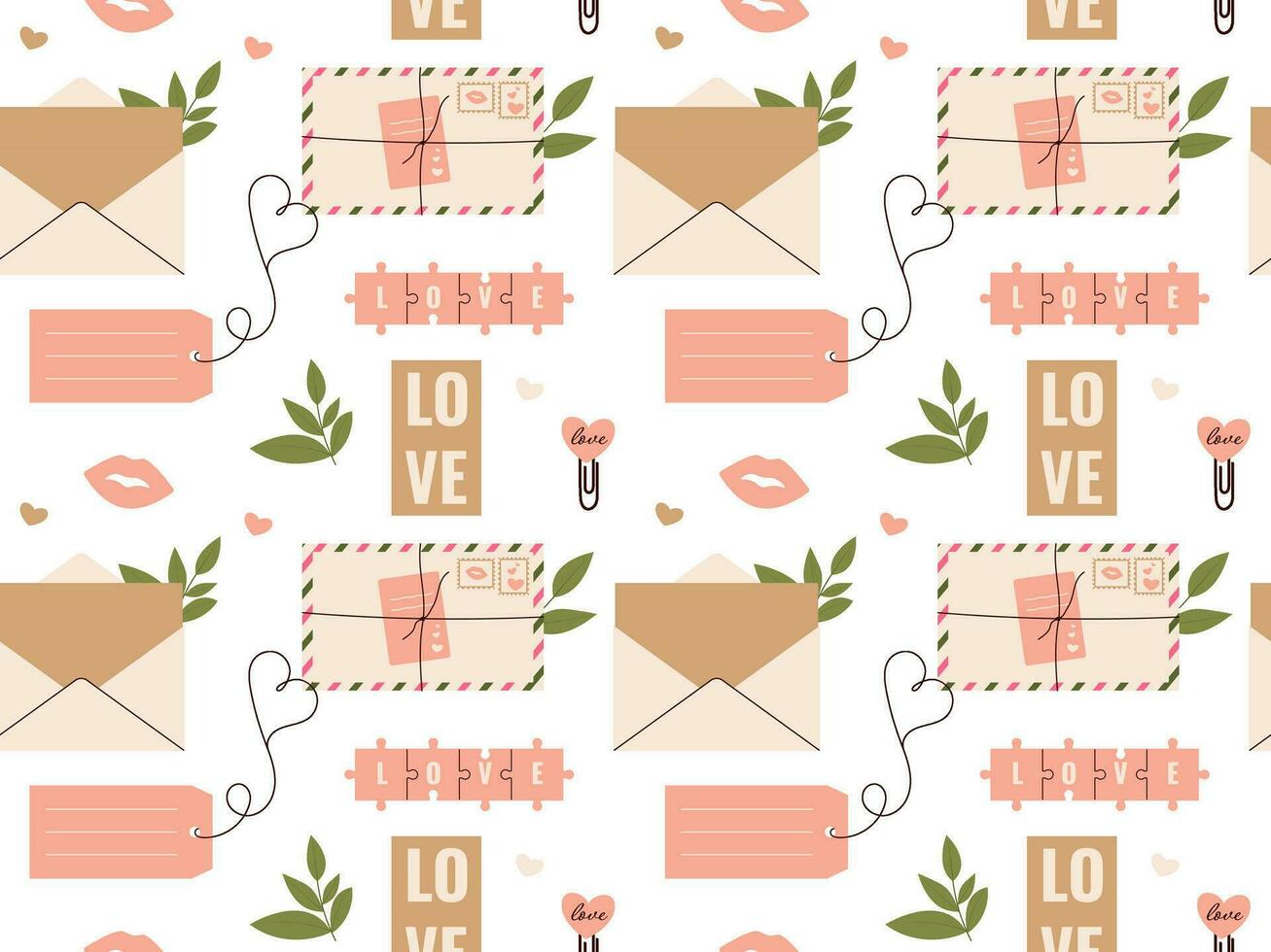 kärlek papper brev sömlös mönster. post vektor illustration för bakgrund, textil, tyg, scrapbooking, omslag papper