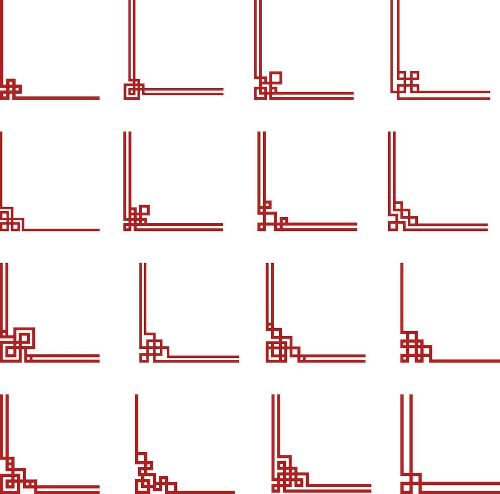 uppsättning av kinesisk ny år dekorativ hörn. kinesisk geometrisk ornament vektor