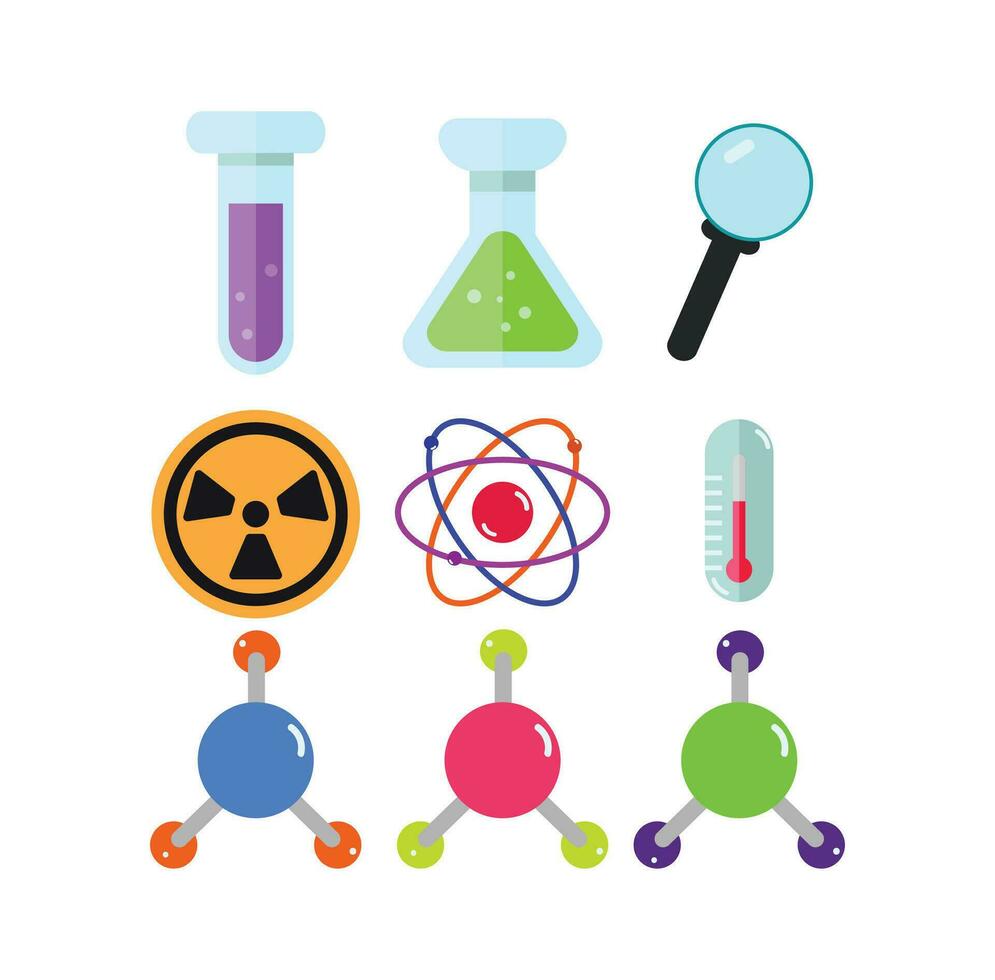 vetenskap och kemi ikoner, vektor mall