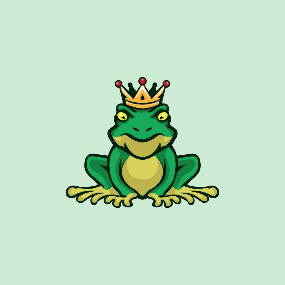 König Frosch Maskottchen Logo Illustration Frosch tragen ein Krone vektor