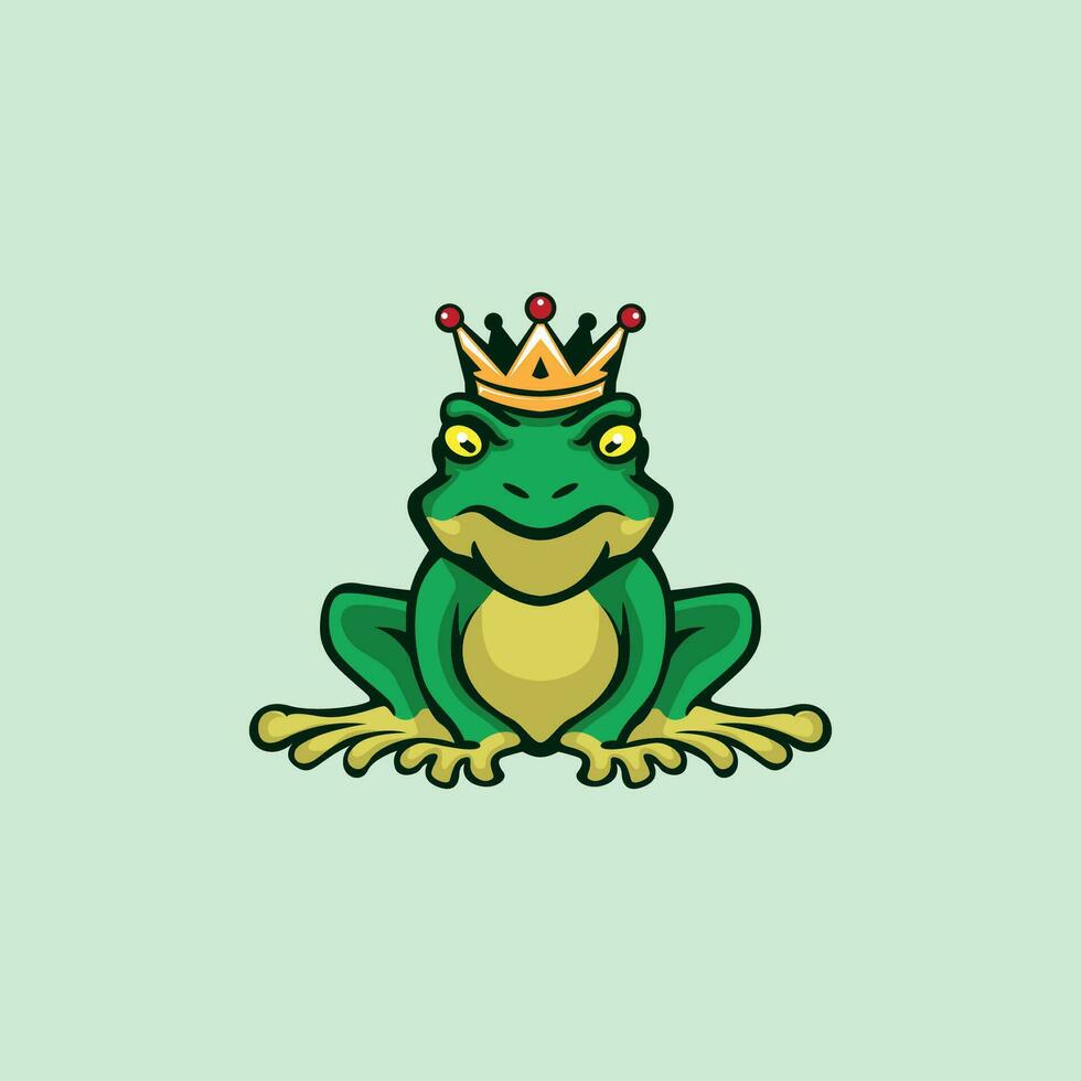 kung groda maskot logotyp illustration groda bär en krona vektor