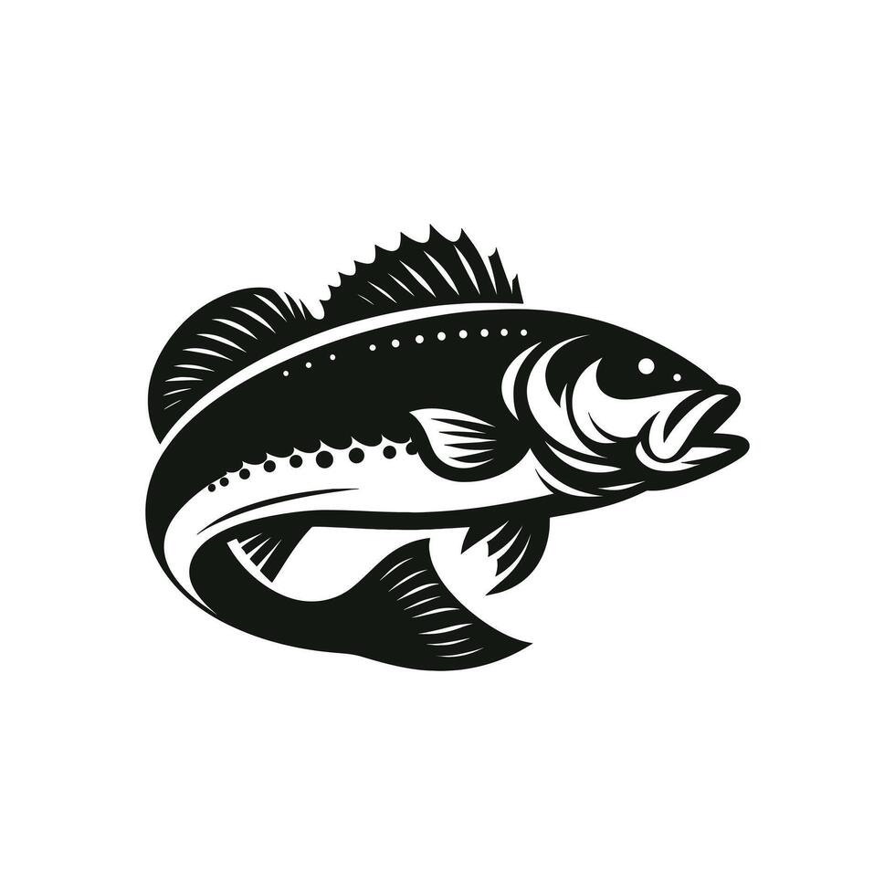 Silhouette von ein Bass Fisch Logo Symbol Vektor Illustration