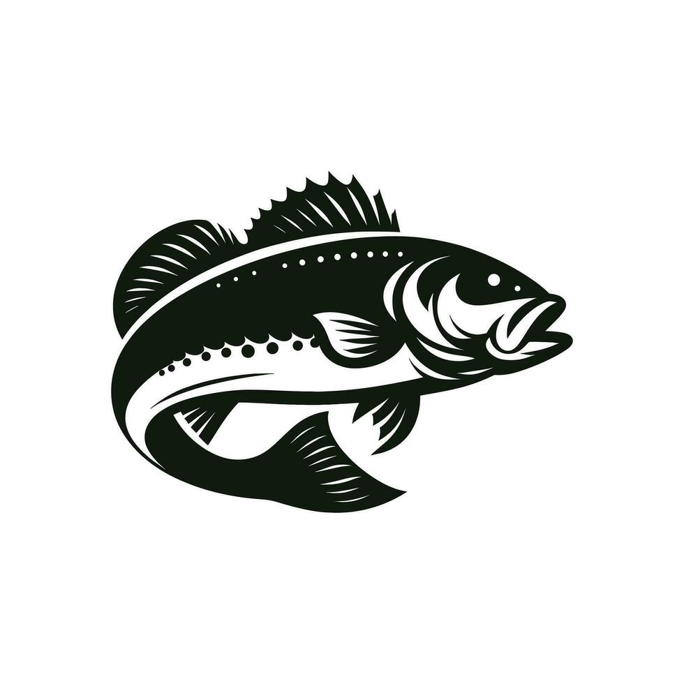 silhuett av en bas fisk logotyp ikon vektor illustration