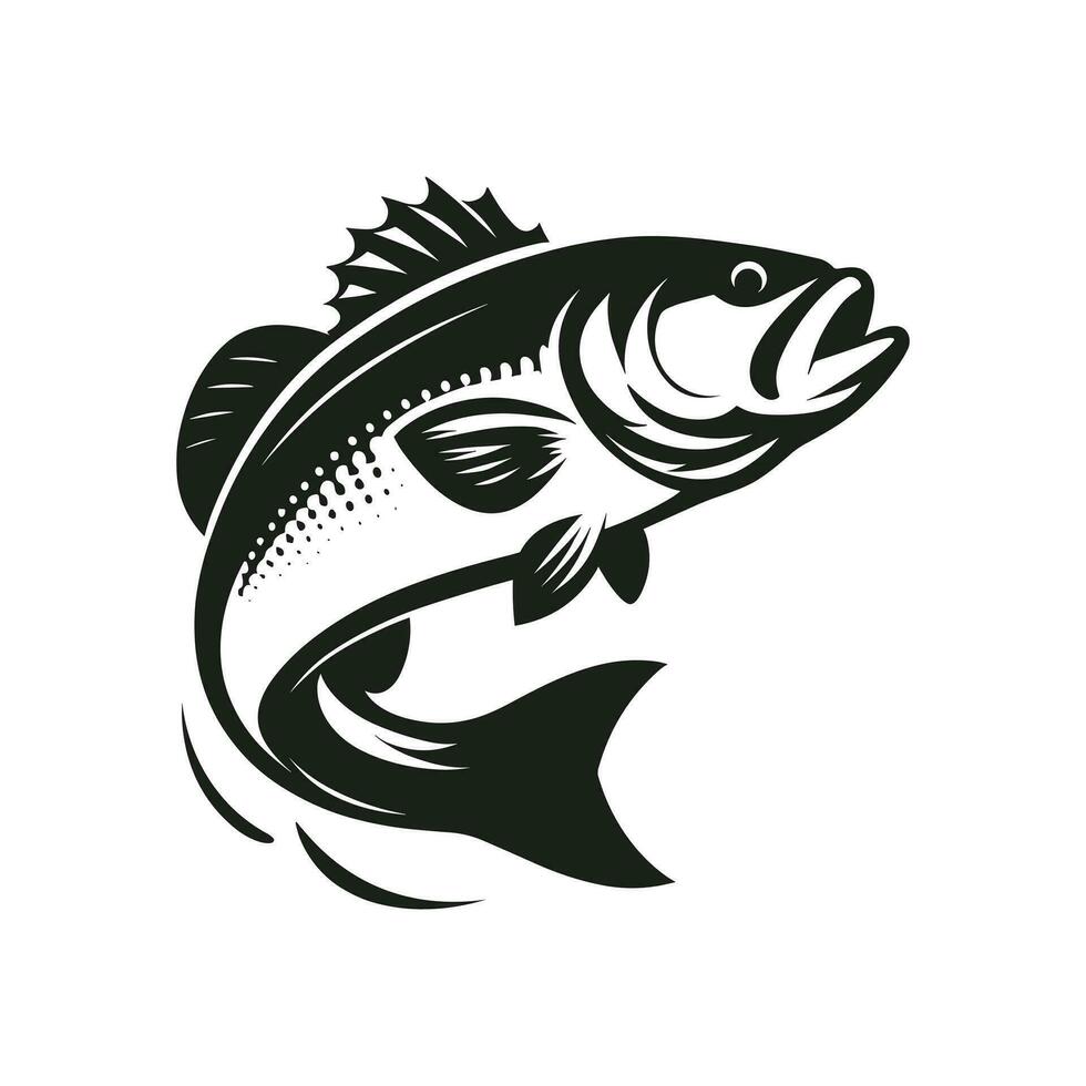 einfach Bass Fisch Logo Silhouette im Vektor Symbol Illustration