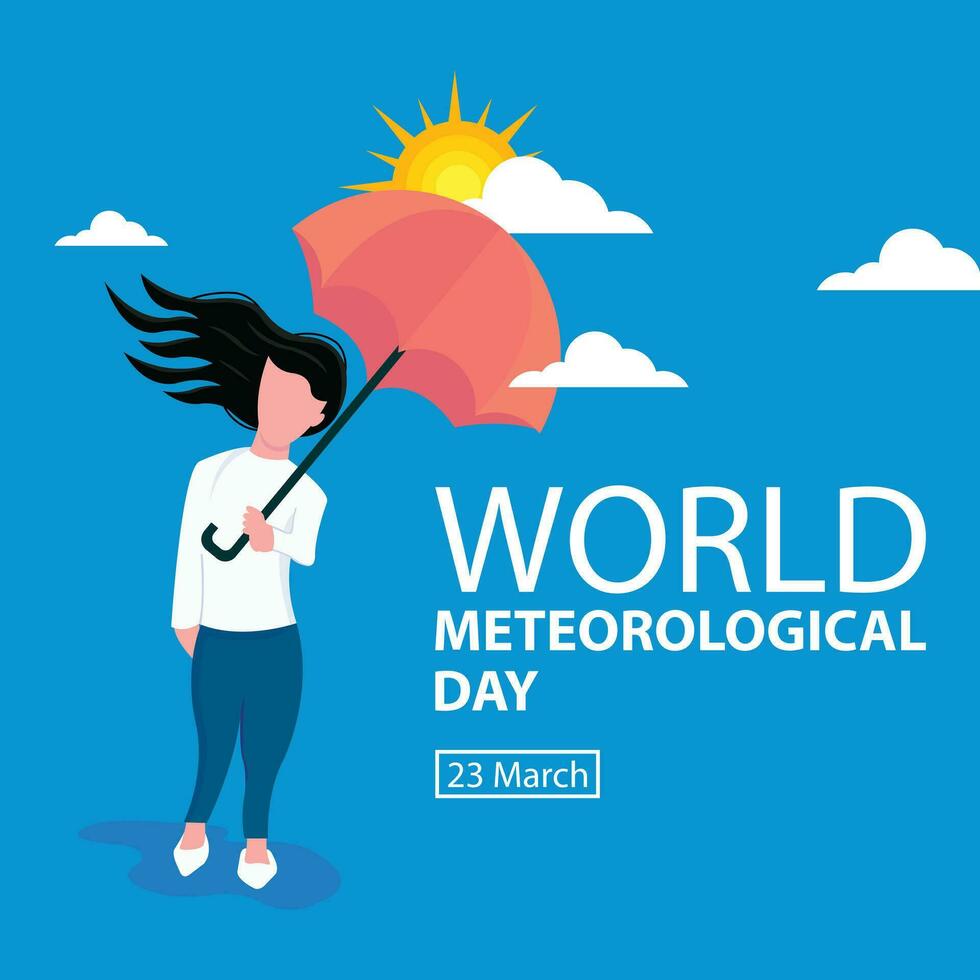 Illustration Vektor Grafik von ein Frau Verwendet ein Regenschirm unter das heiß Sonne, perfekt zum International Tag, zelebrieren, Welt meteorologisch Tag, zelebrieren, Gruß Karte, usw.