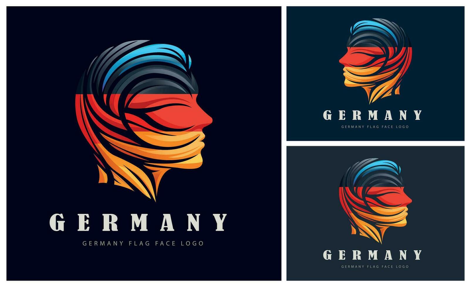 Deutschland deutschland Flagge Kopf Gesicht Logo Vorlage Design zum Marke oder Unternehmen vektor