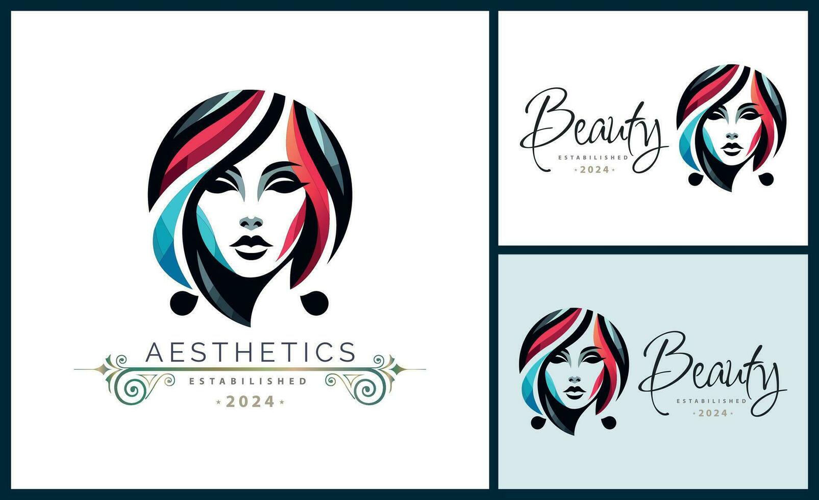 Frau Gesicht Kopf Schönheit Ästhetik Salon Spa Logo Vorlage Design zum Marke oder Unternehmen vektor