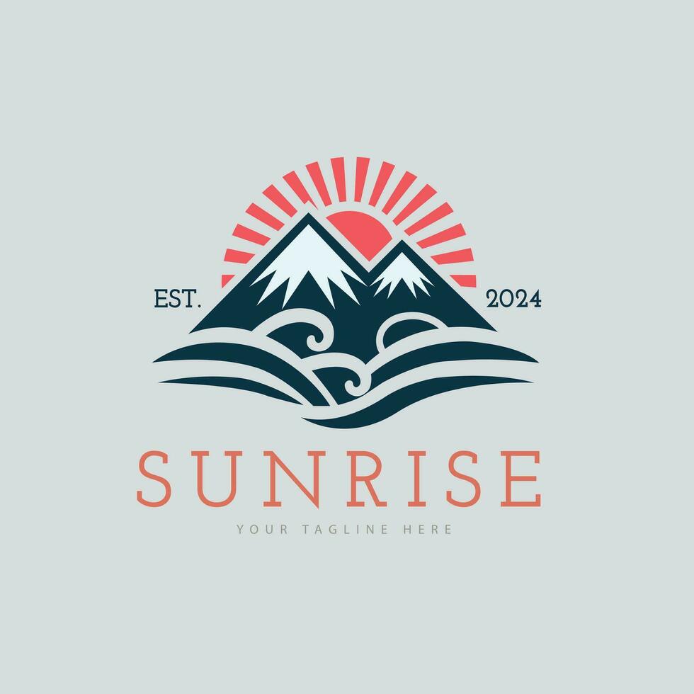 Berg Sonnenaufgang Logo Vorlage Design zum Marke oder Unternehmen und andere vektor