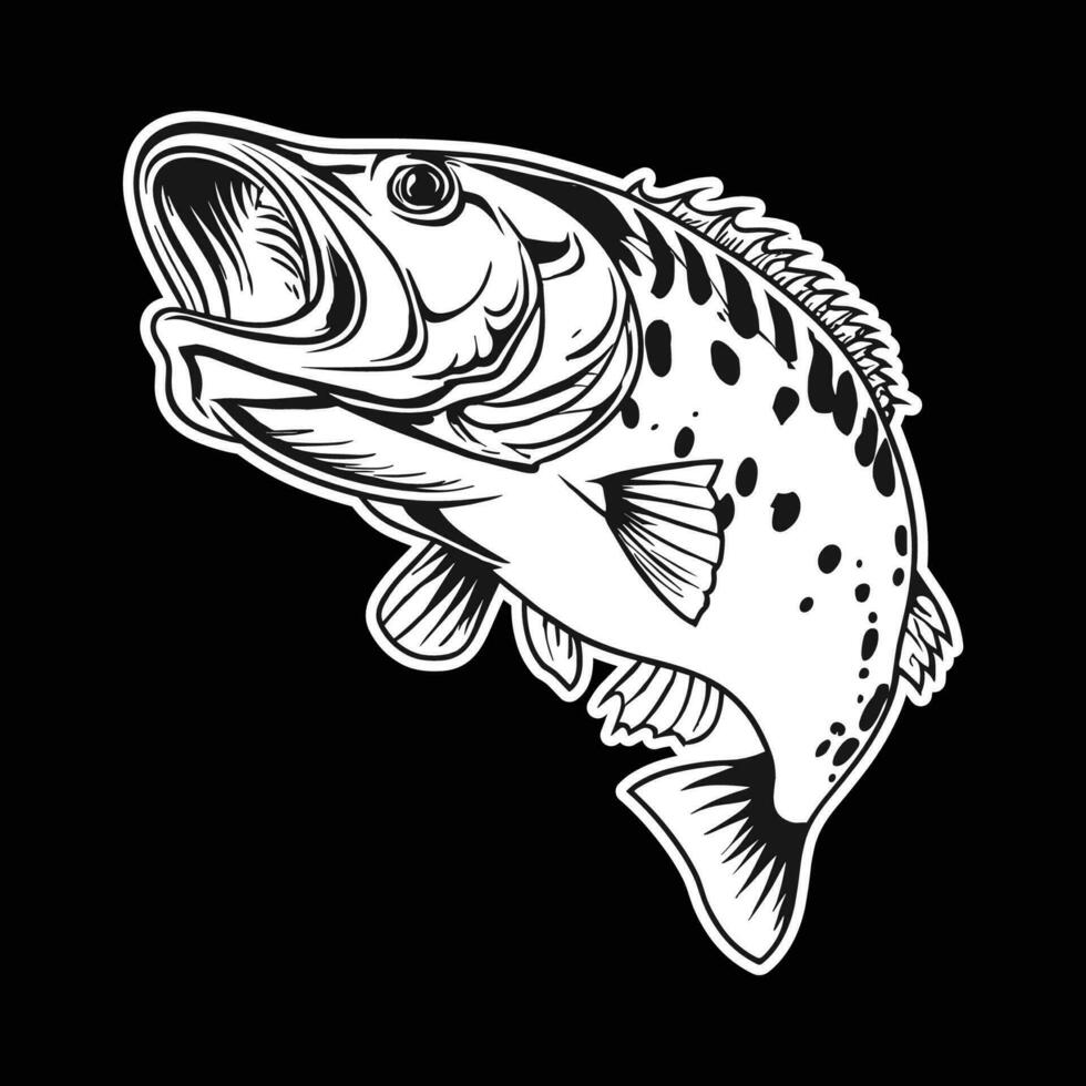 groß Bass Fisch Vektor Karikatur zum t Hemd groß Bass Fisch t Hemd Design
