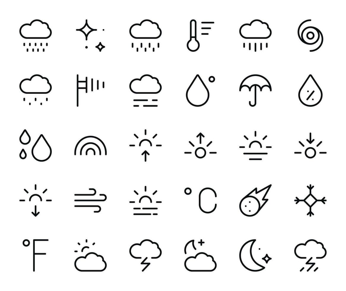 Wetter Symbole einstellen - - Meteorologie Prognose Symbole Vektor Sammlung