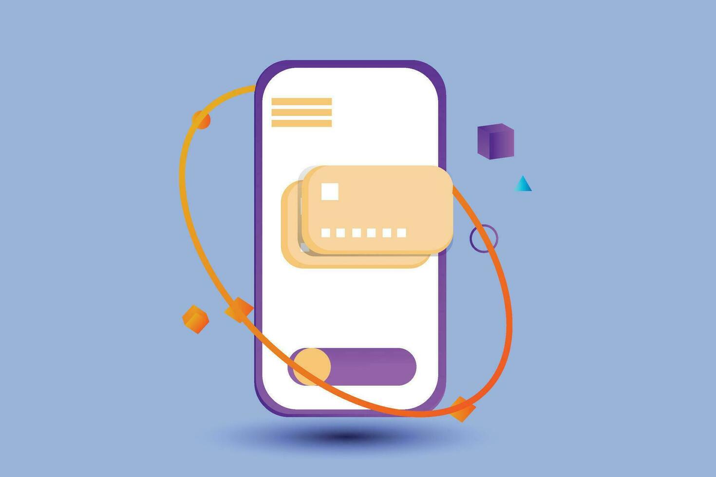 3d ikon illustration virtuell kort uppkopplad bank betalning isometrisk mobiltelefon med kreditera kort. lämplig för teknologi betalning ikoner vektor