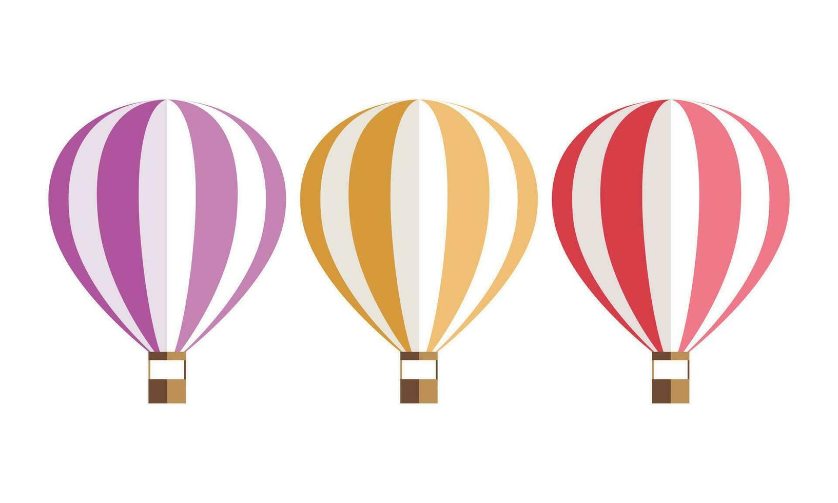 vektor varm luft ballonger platt illustration uppsättning. tecknad serie färgrik ballonger