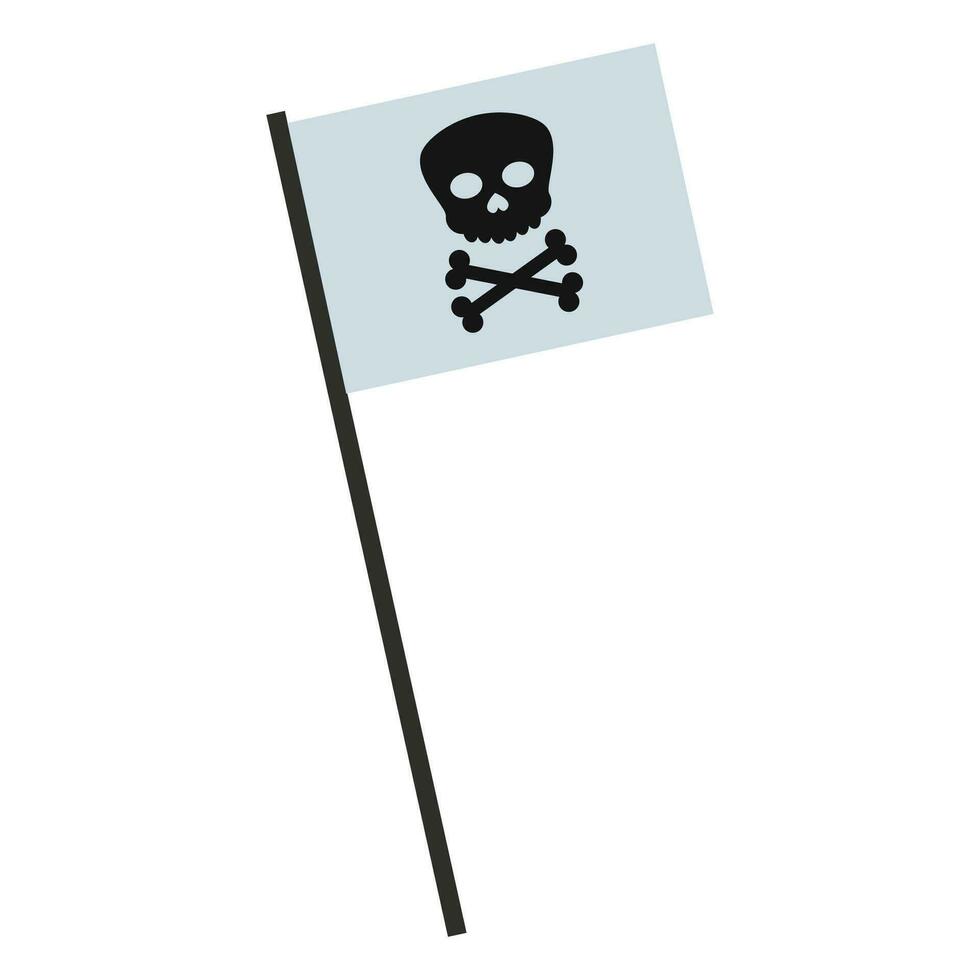 Vektor Pirat schwarz Flagge mit Schädel und gekreuzte Knochen Hand gezeichnet Karikatur auf Weiß Hintergrund