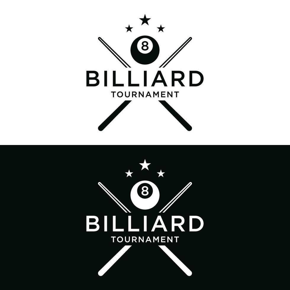 Billard und Stichwort Stichwort kreativ Logo Vorlage Design. Logos von Billard- Sport Spiele, Vereine, Turniere und Meisterschaften. vektor
