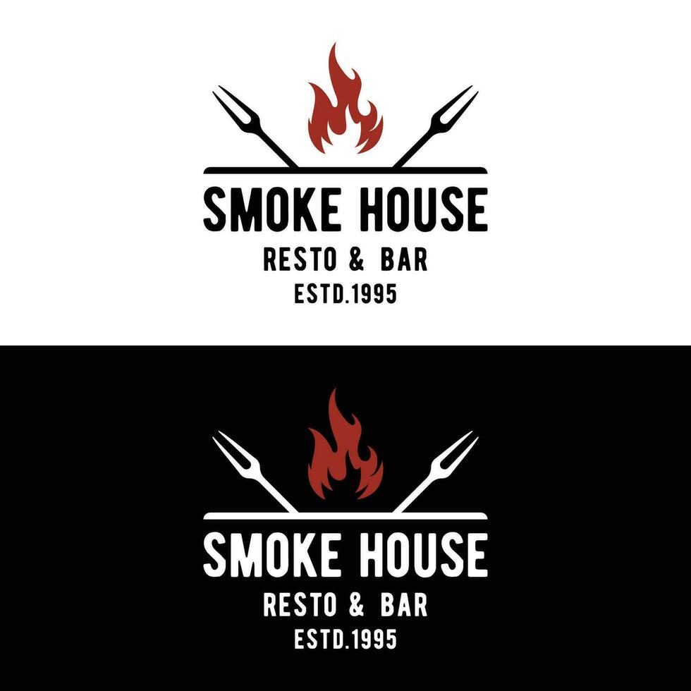 retro Jahrgang Steak Haus Logo Design. Logo zum Geschäft, Restaurant, Etikett, Abzeichen. mit Qualität Fleisch. vektor