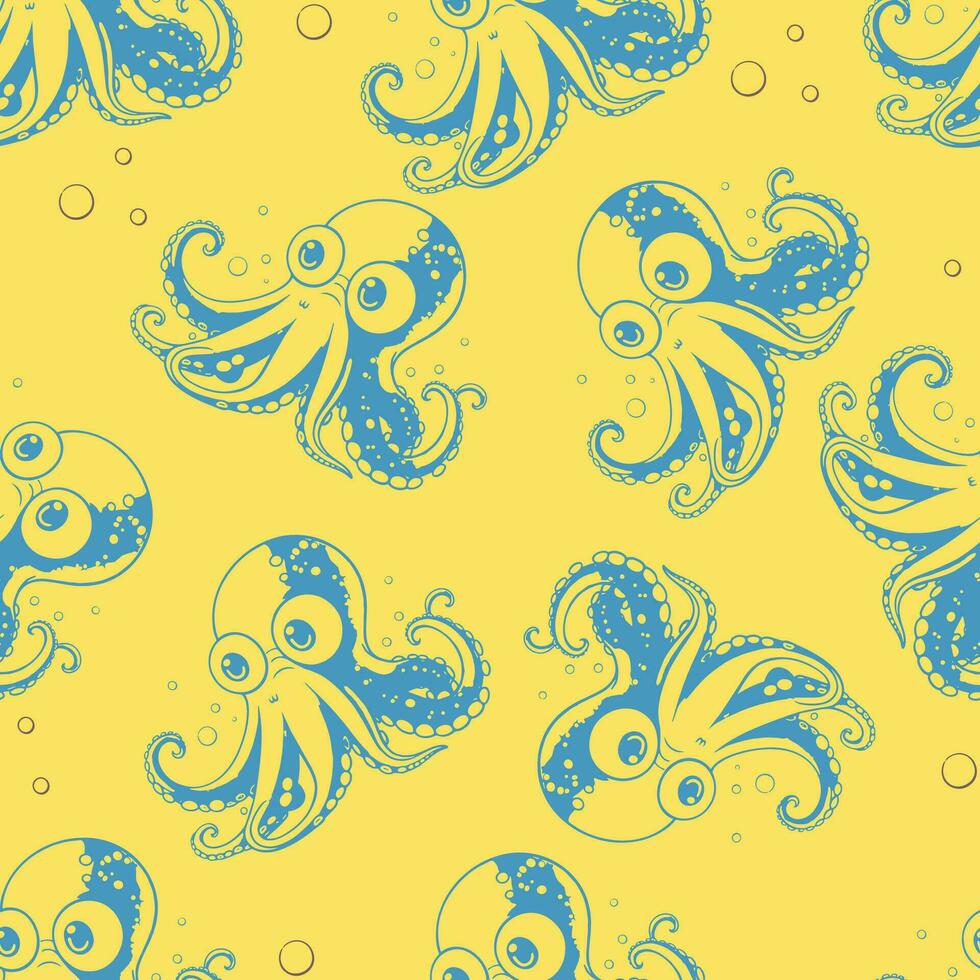 bläckfisk för barn. mönster. under vattnet värld. vektor isolerat illustrationer för barns design, förpackning.