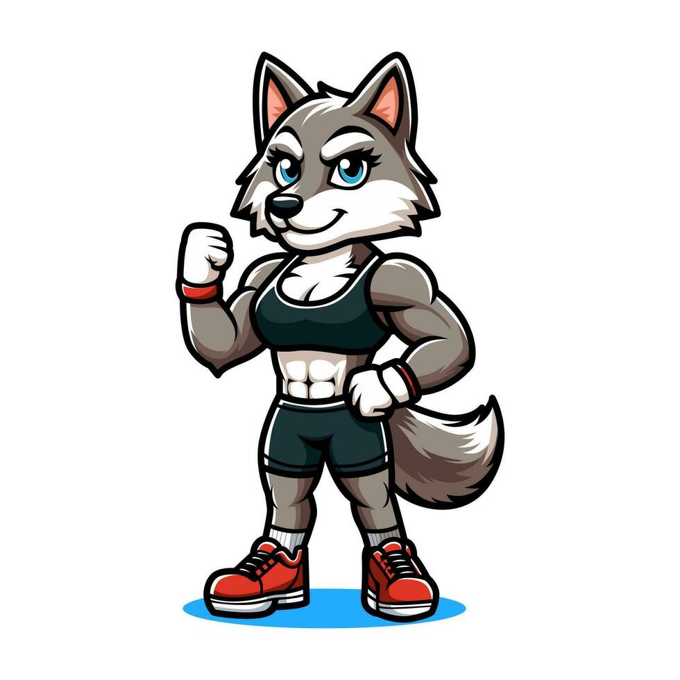 Wolf trägt Sportbekleidung. Vektor Illustration