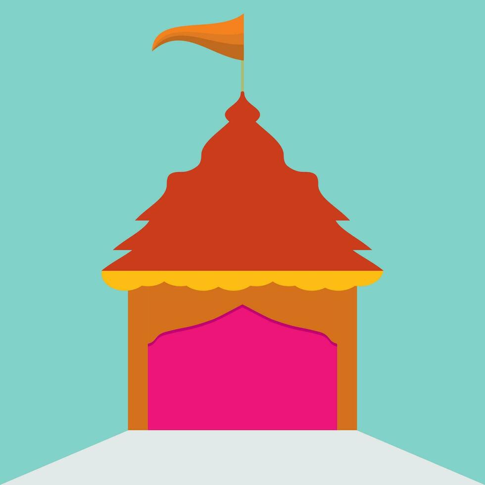 hindu tempel med flagga fri vektor