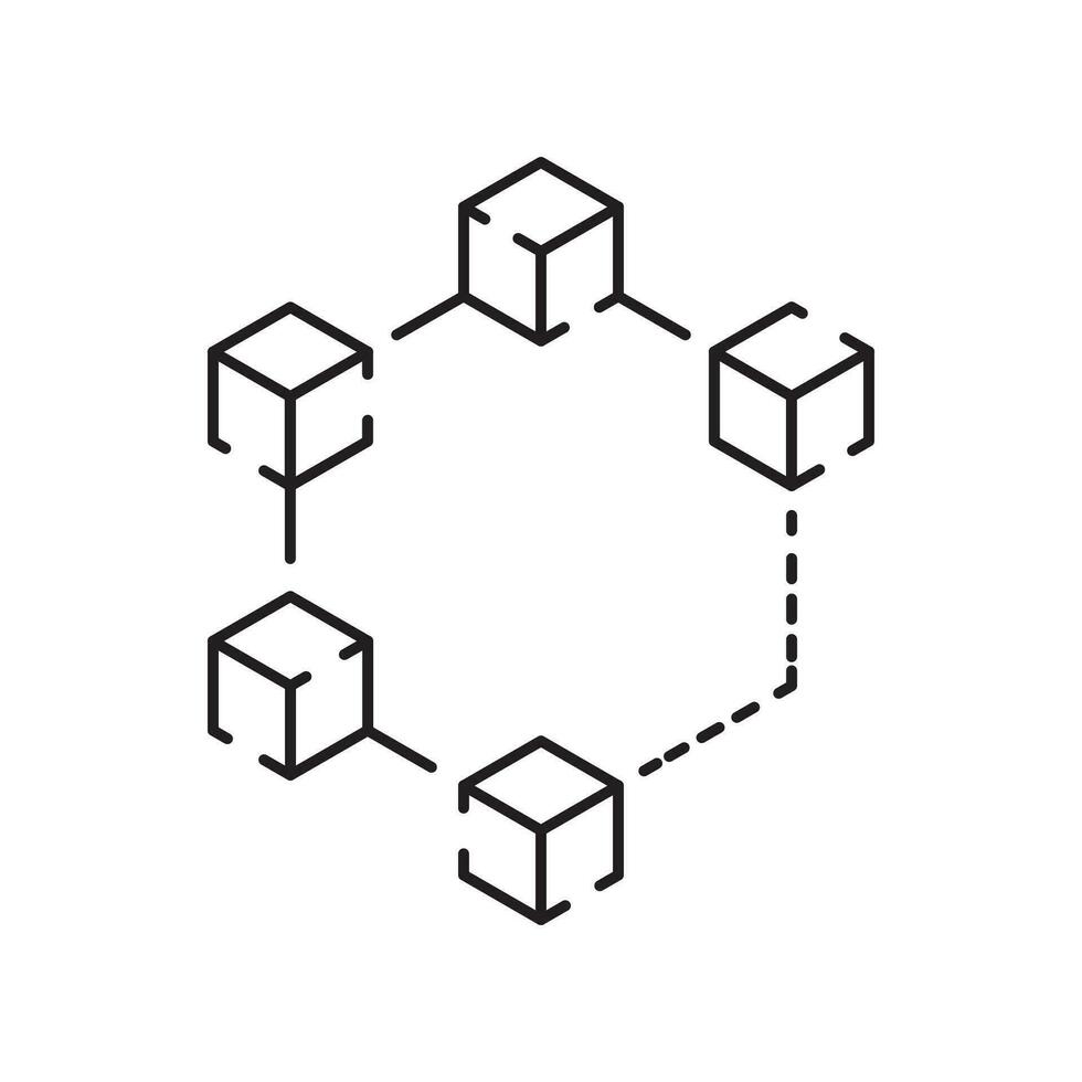 blockchain vektor linje begrepp ikon eller logotyp element. teknologi och pengar finansiera.