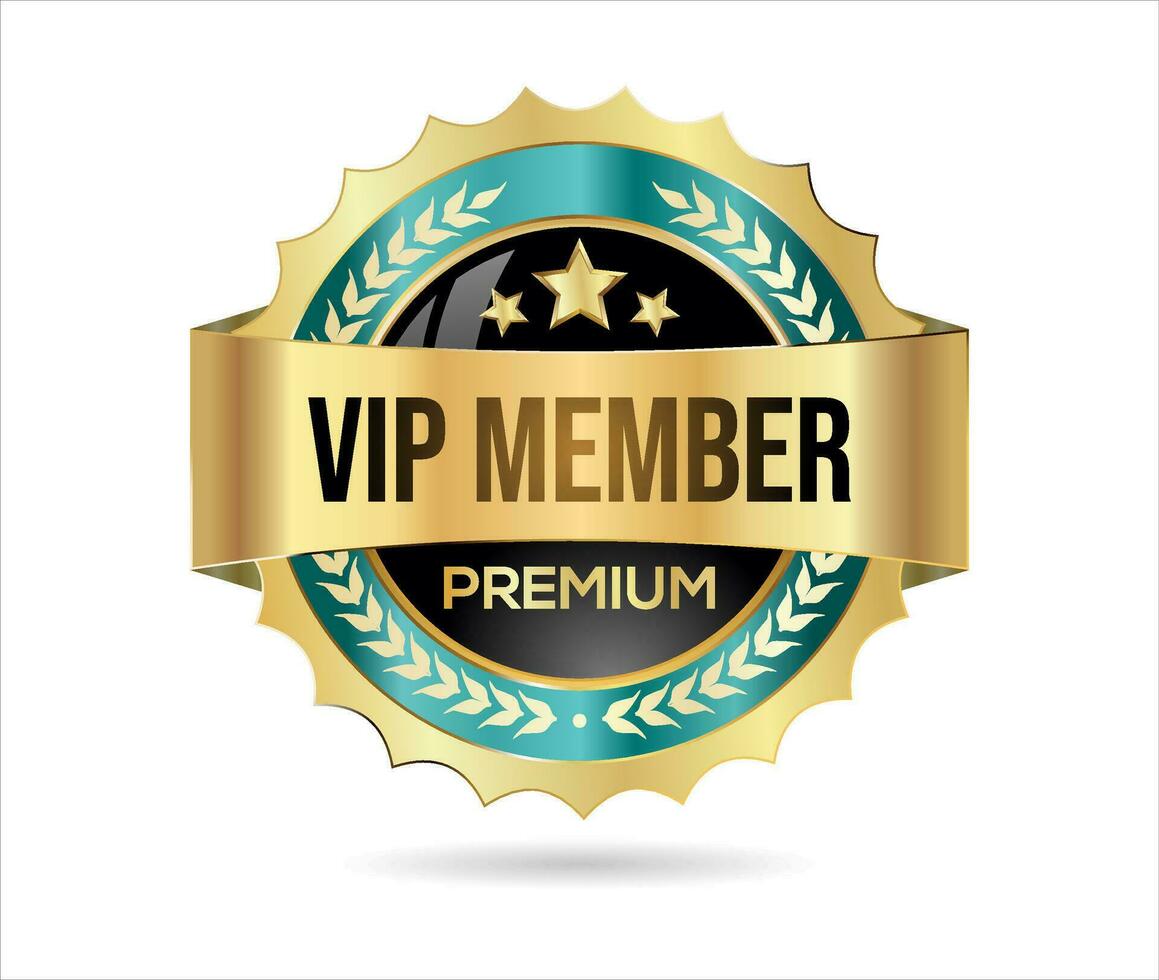 Goldenes Abzeichen der VIP-Premium-Mitgliedschaft auf weißem Hintergrund vektor