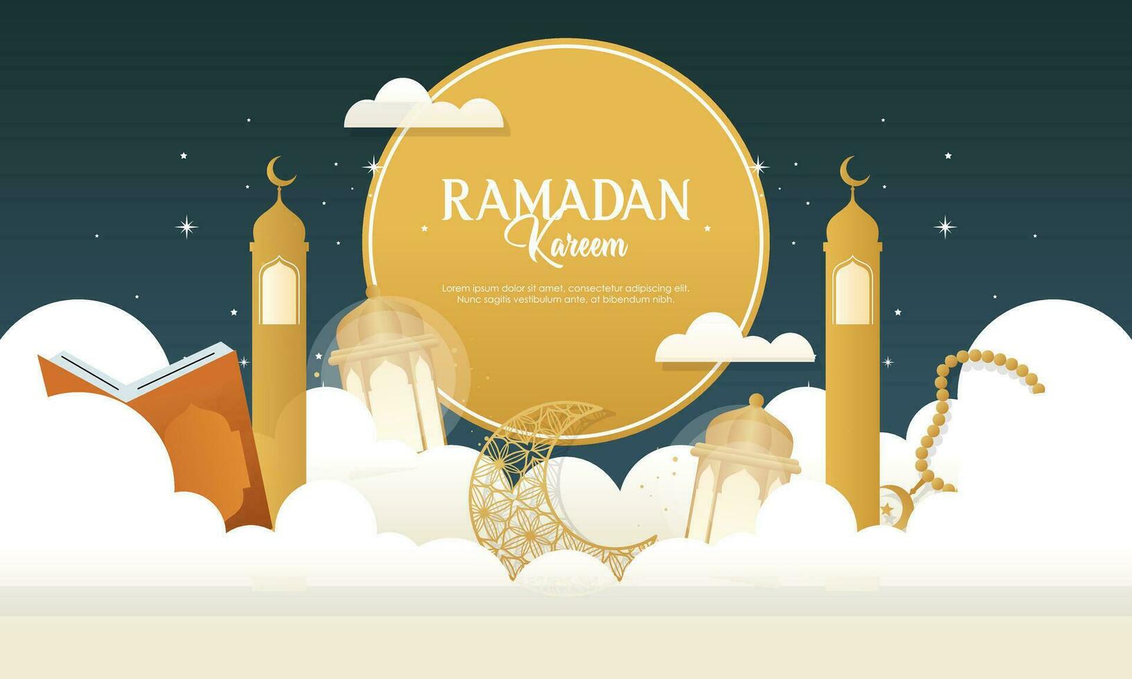 realistisch islamisch Ramadan kareem Feier Hintergrund mit Arabisch Ornamente vektor