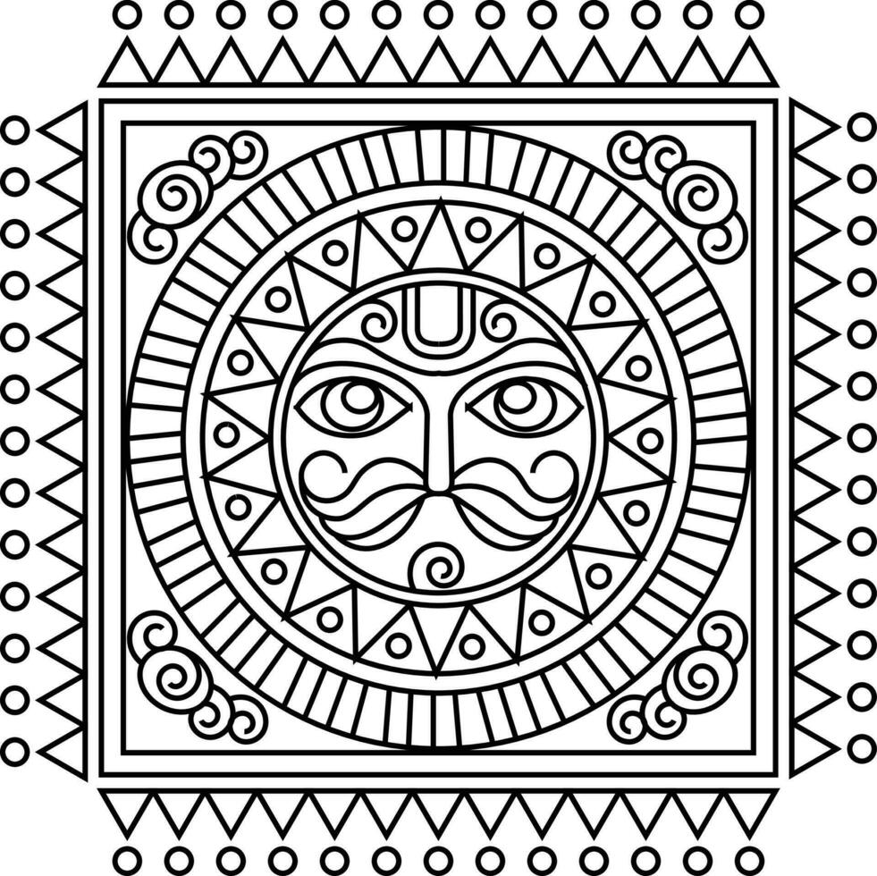 indiska traditionella och kulturella rangoli, alpona, kolam eller paisley vektor linjekonst. bengal konst Indien. för textiltryck, logotyp, tapeter
