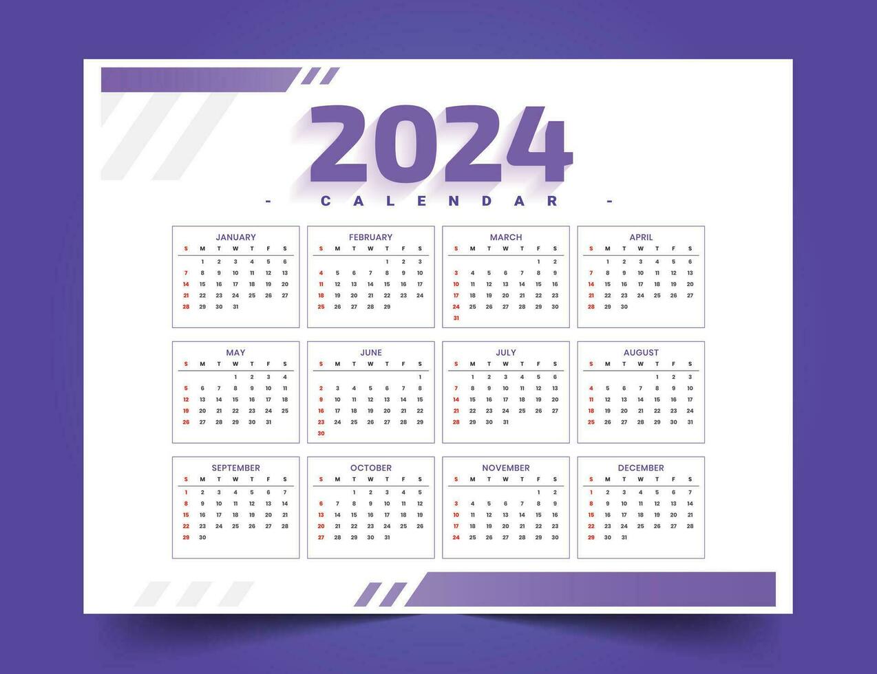 minimal stil 2024 ny år kalender mall organisera evenemang vektor