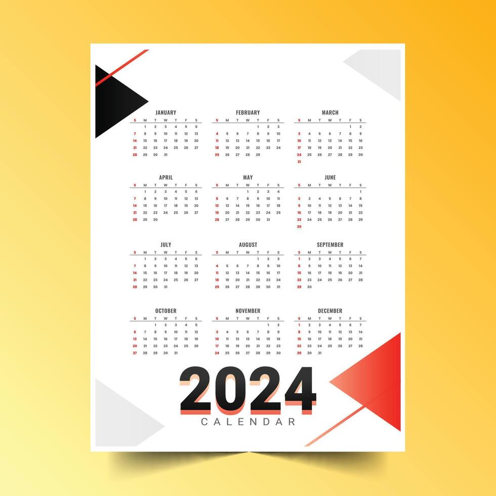 minimal Stil 2024 jährlich Kalender Vorlage zum Veranstaltung Planer vektor