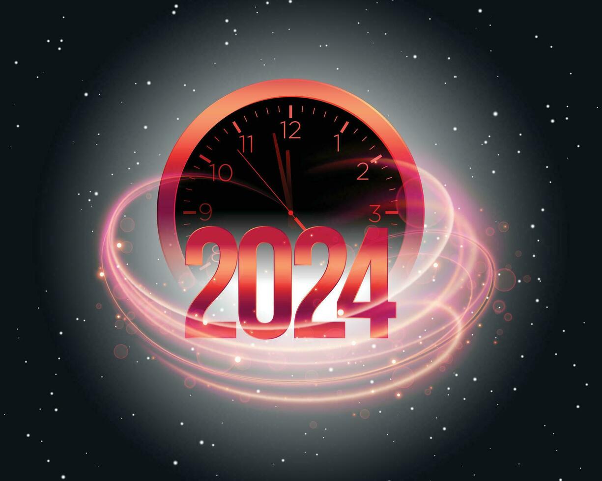 2024 bakgrund med gyllene Kolla på och ljus strimma vektor