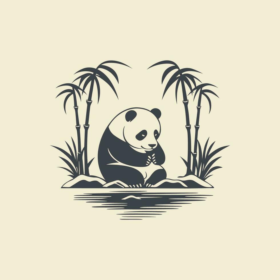 panda i bambu illustration vektor