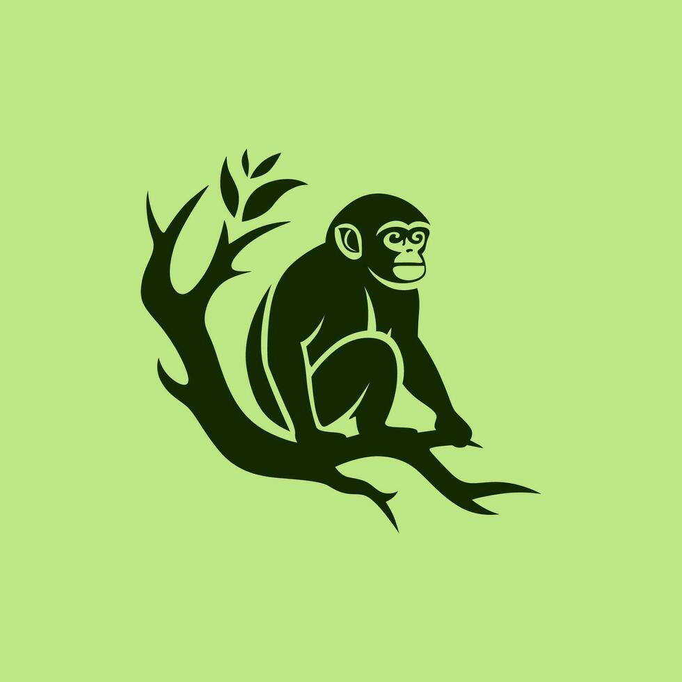 Affe im Baum Logo Illustration vektor