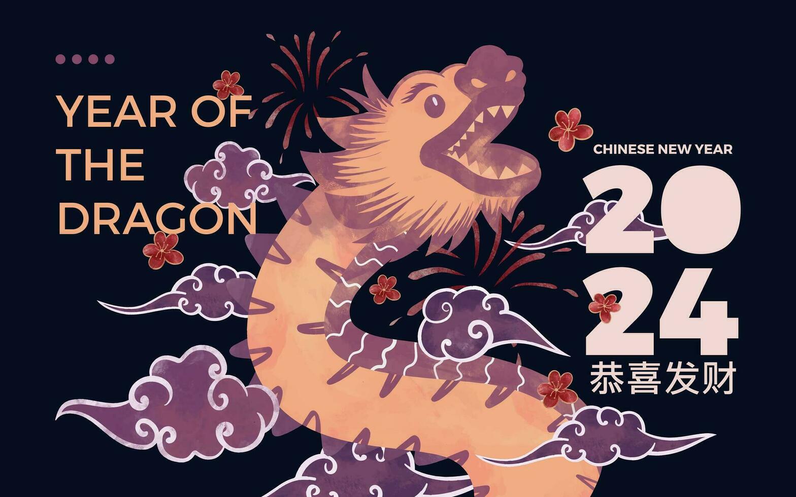 feiern Chinesisch Neu Jahr. Jahr von das Drachen Vektor Illustration zum Banner Poster oder Hintergrund