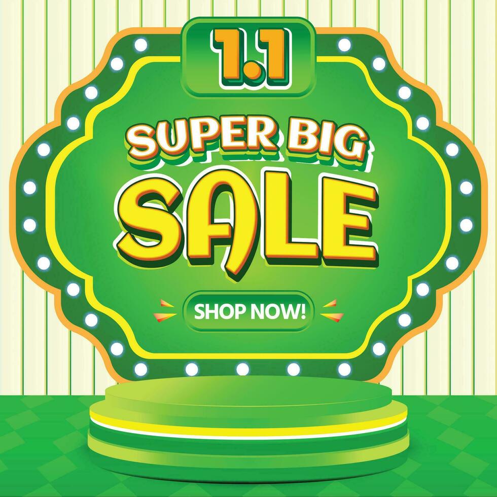 1 1 januari super stor försäljning grön gul promo rabatt 50 procent backgound mall social media 2 vektor