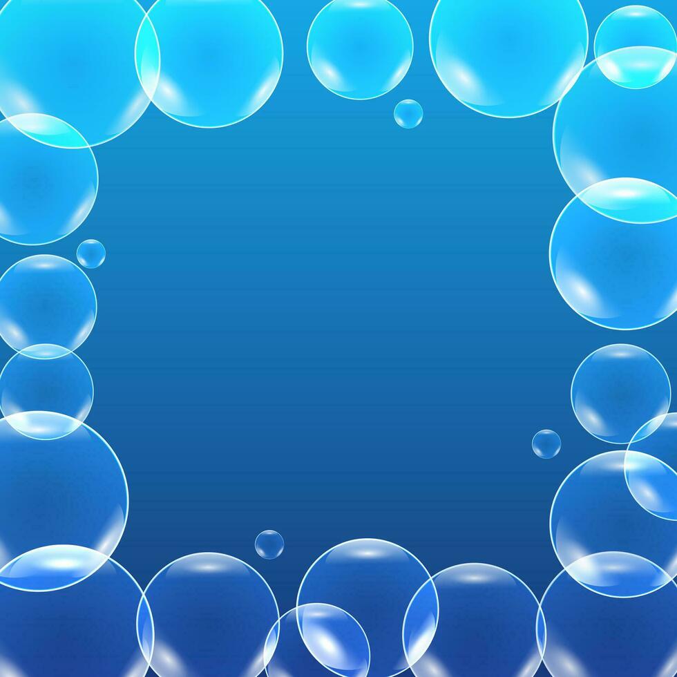 glänzend Luftblasen im Blau Wasser vektor