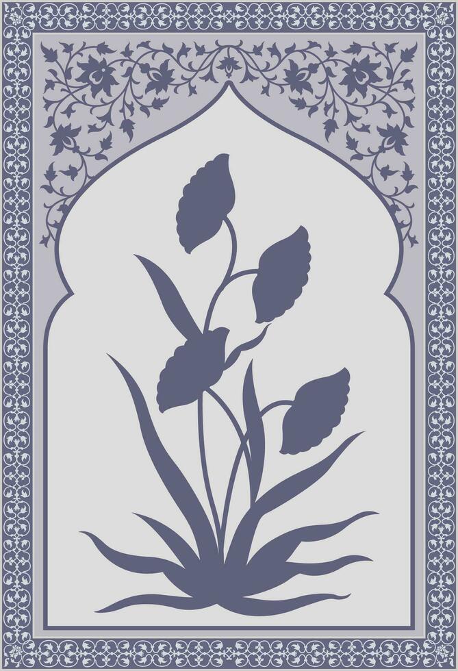 traditionell indisk blomma motiv. mughal hand ritade, mughal vägg målningar. årgång indisk folk blomma. botanisk blommig etnisk motiv. traditionell orientalisk blomma motiv design. vektor