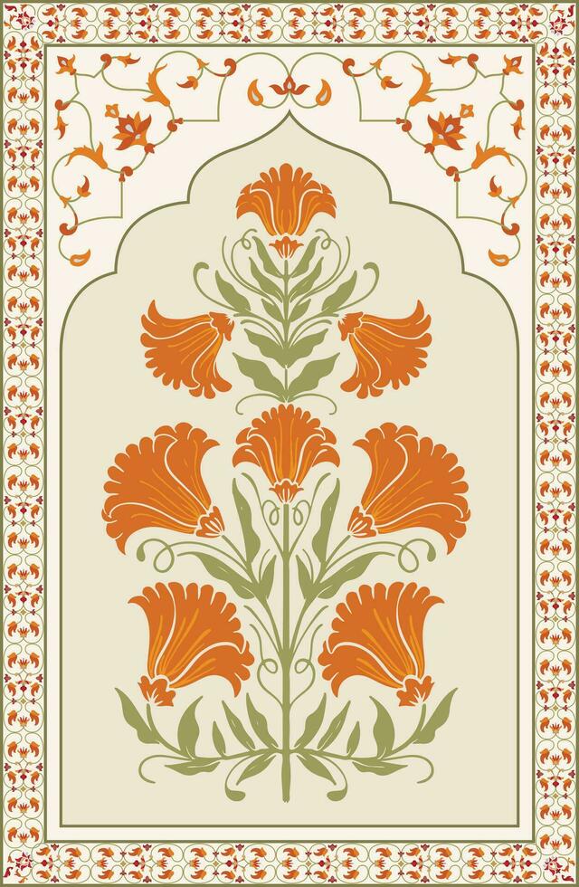 skön hand dragen blommig motiv. traditionell orientalisk blomma motiv design. etnisk gräns, blommig löv barock motiv. vektor