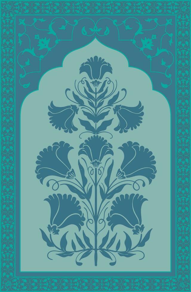 traditionell indisch Blume Motiv. Mogul Hand gezeichnet, Mogul Mauer Gemälde. Jahrgang indisch Volk Blume. botanisch Blumen- ethnisch Motiv. traditionell orientalisch Blume Motiv Design. vektor