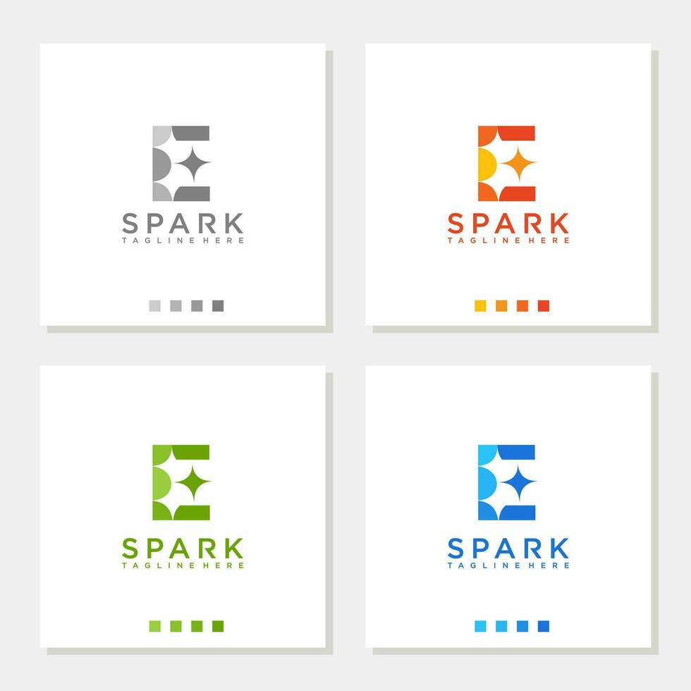 Funke Logo Brief e Star Feuerwerk funkelnd Logo Grafik Vektor Symbol