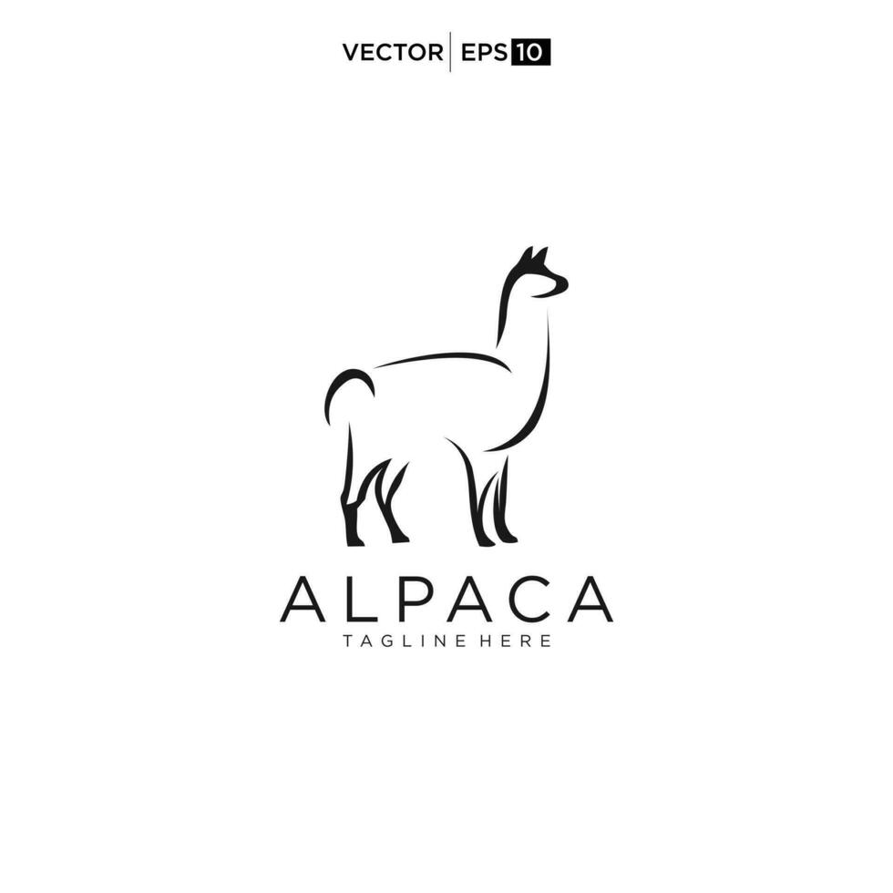 alpacka logotyp design ikon vektor silhuett