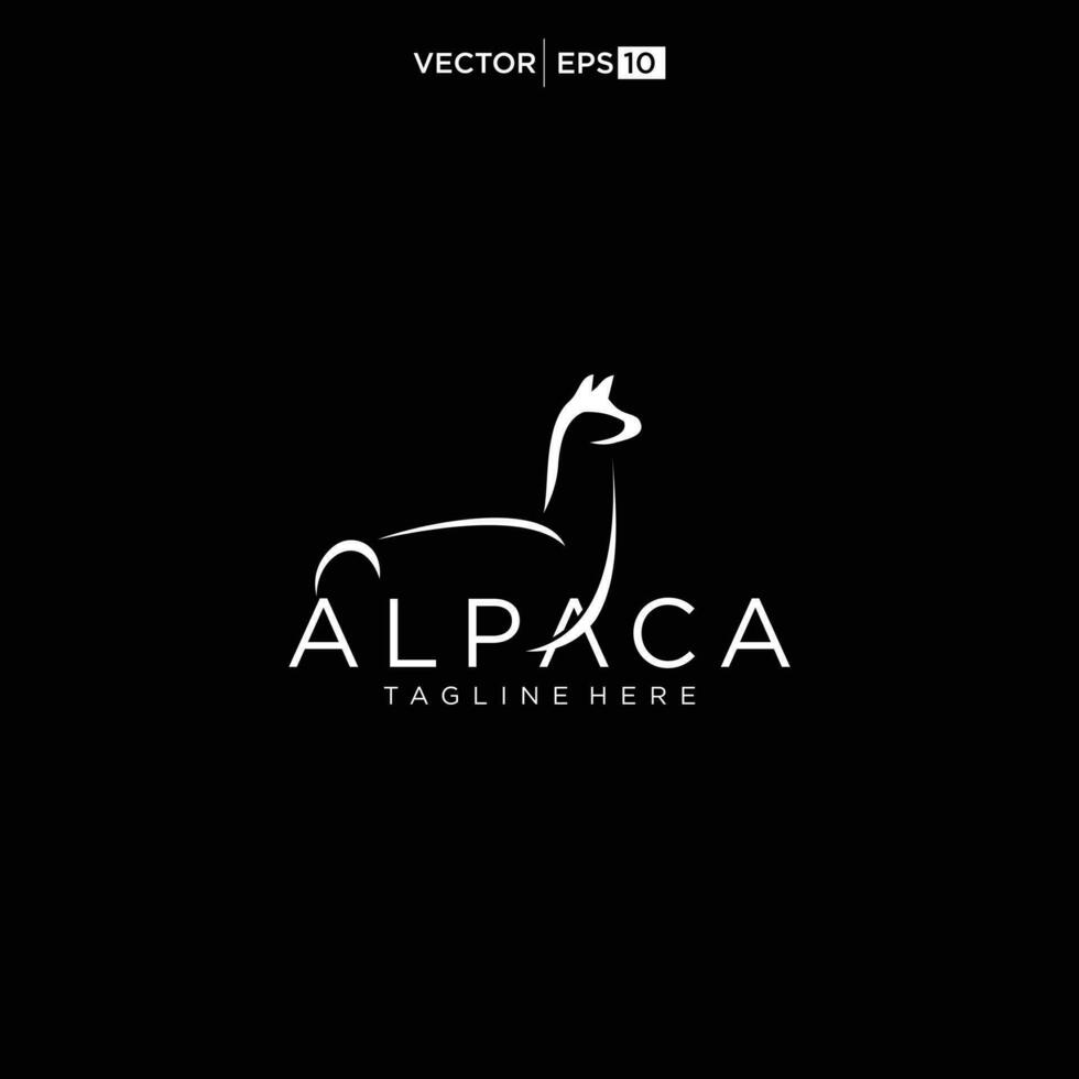 Alpaka Logo Design Symbol Vektor Silhouette
