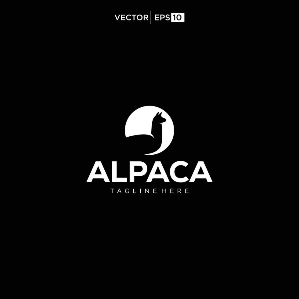 Alpaka Logo Design Symbol Vektor Silhouette