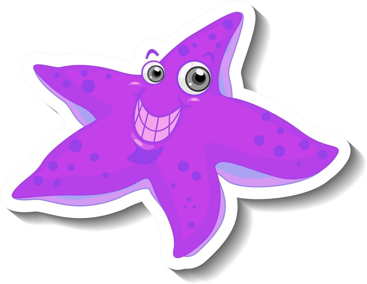 havsdjur tecknad klistermärke med söta sjöstjärnor vektor