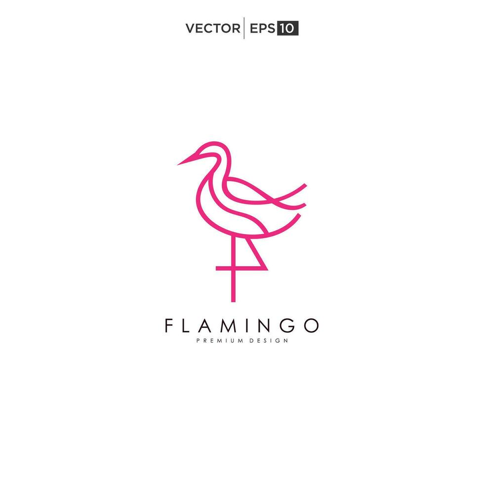 rosa flamingo logotyp mall. fågel vektor logotyp design. djur- värld illustration