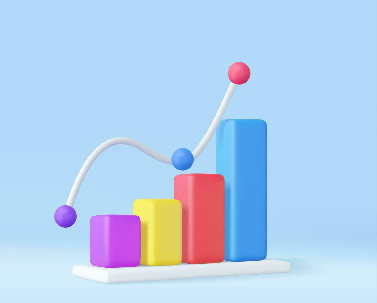 3d Geschäft Bar Graph Strategie Konzept vektor