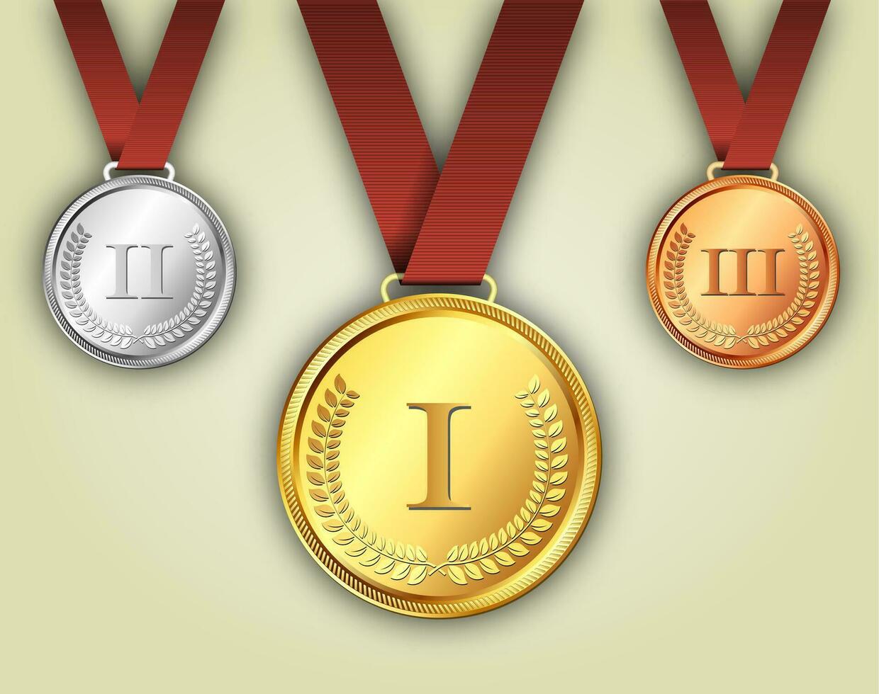 guld silver- och brons medaljer på band vektor