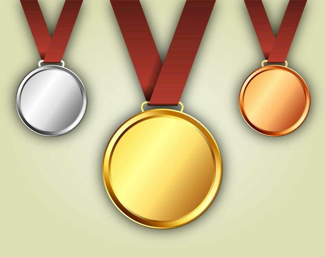 uppsättning guld-, silver- och bronsmedaljer vektor