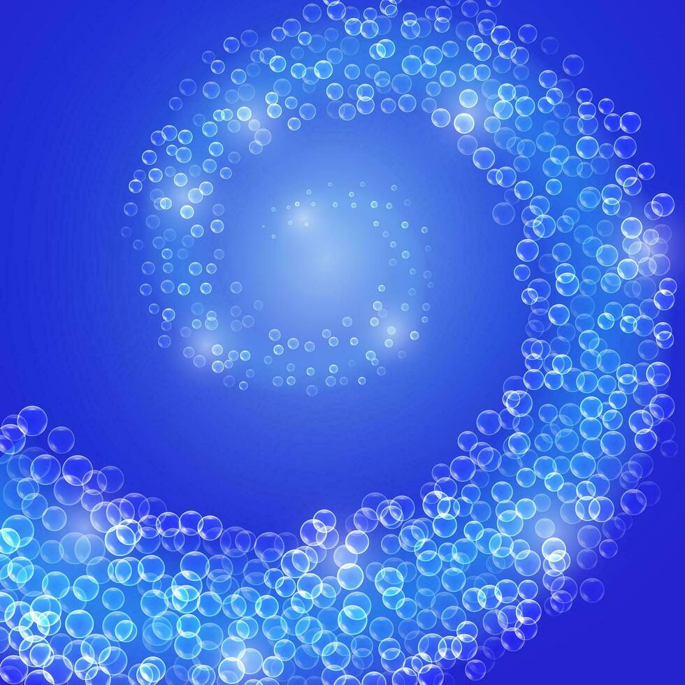 bubblor i vatten på blå bakgrund vektor